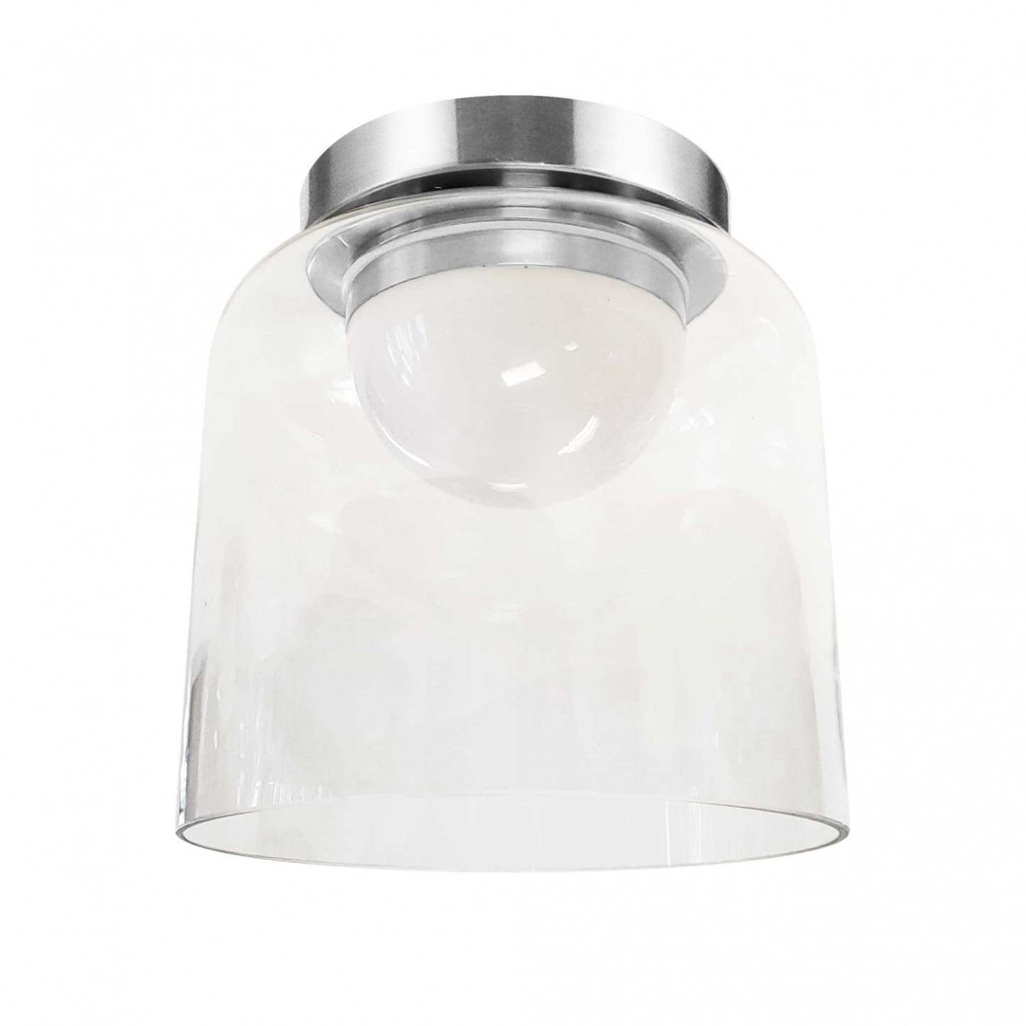 Dainolite Nadine 7dia. Lampe LED Flush Mount 10w Chrome Poli Verre Clair|Plafonnier affleuré Nadine de Dainolite de 7 po de diamètre en verre transparent, avec finition chromé poli et ampoule à DEL de 10 W