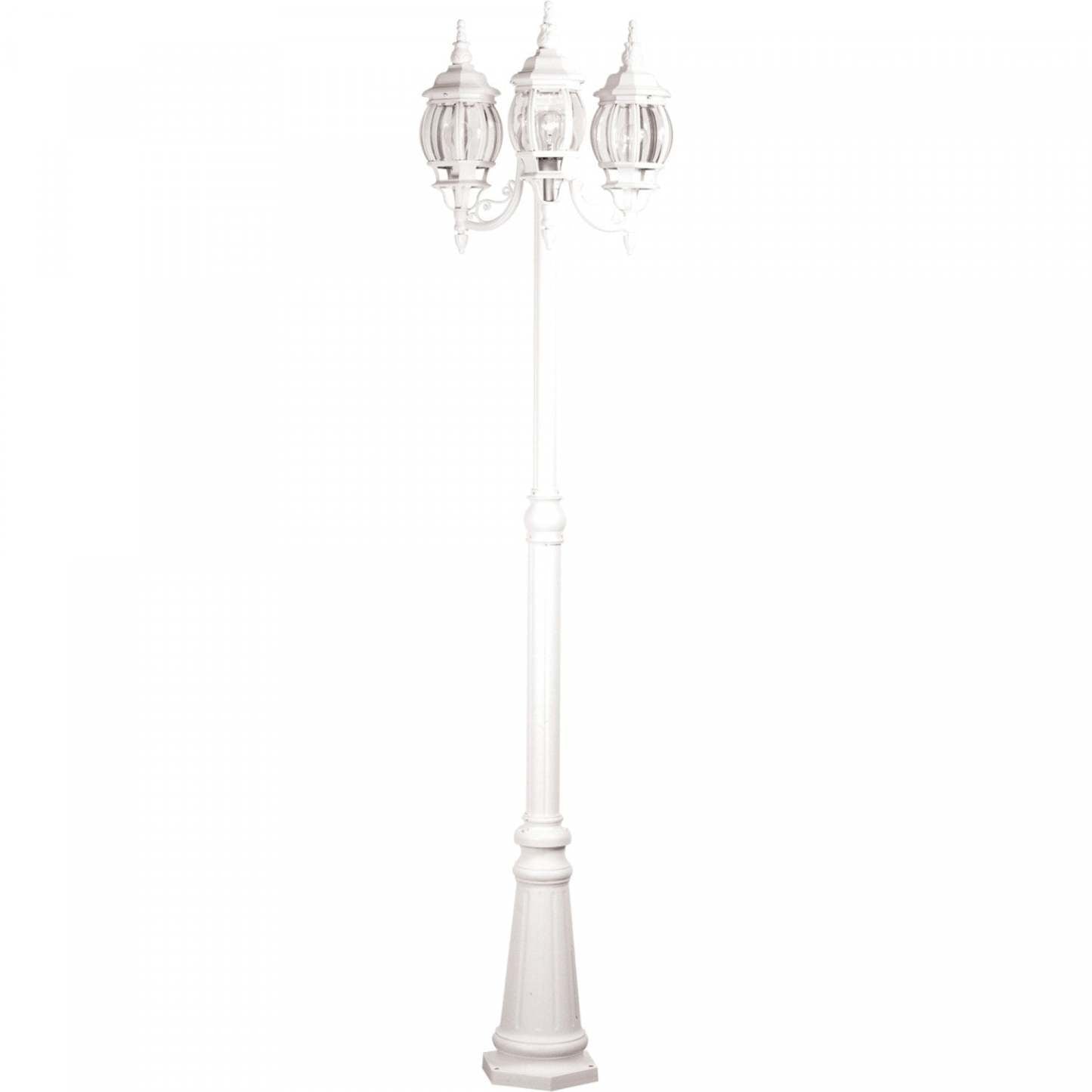 Lanterne et poteau d'extérieur blancs à 3 lumières Classico | Lanterne et poteau Classico blancs à 3 ampoules pour l'extérieur | D06H3SYT