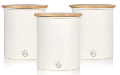 Salton Swan Nordic White Canisters - Set of 3|Boîtes blanches Swan de style nordique - ensemble de 3