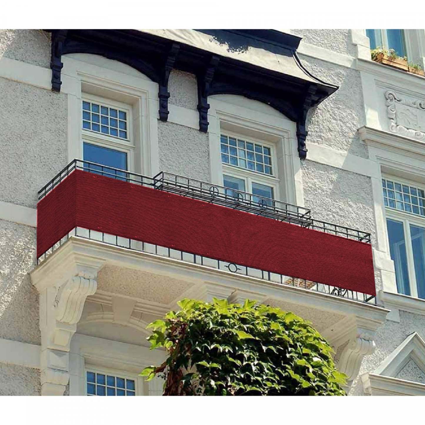 Privacy Balcony Cover Red Drapes and Blinds|Toile d’intimité pour balcon rouge