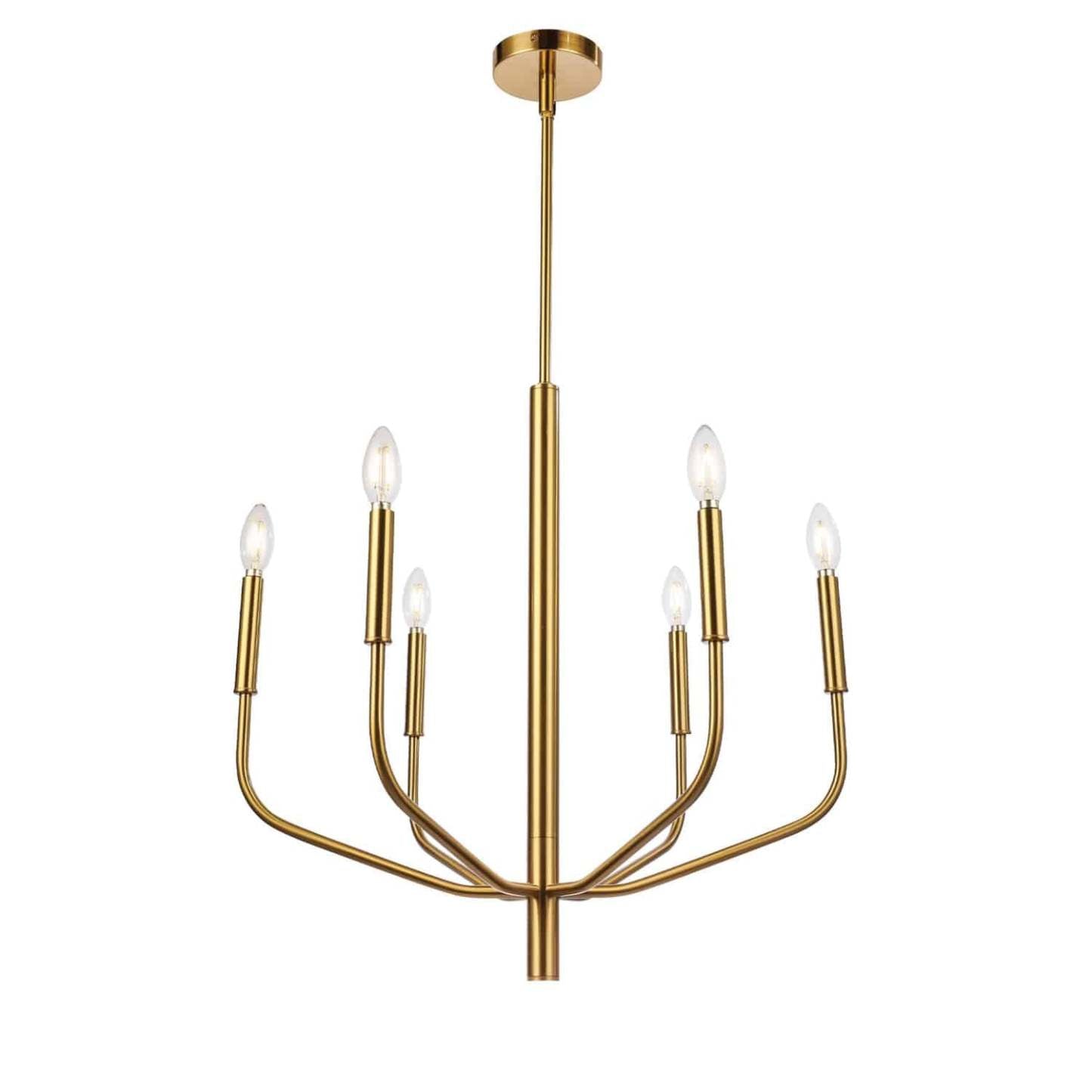Dainolite Eleanor 6 Light Chandelier Aged Brass Lamp|Lustre Eleanor de Dainolite avec fini laiton vieilli et 6 ampoules