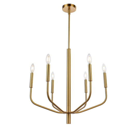 Dainolite Eleanor 6 Light Chandelier Aged Brass Lamp|Lustre Eleanor de Dainolite avec fini laiton vieilli et 6 ampoules