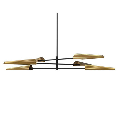 Dainolite Cassie 6 Light 3tier Chandelier Matte Black/Aged Brass Lamp|Lustre Cassie de Dainolite à 3 niveaux, avec fini noir mat et laiton vieilli et 6 ampoules