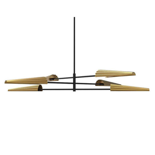 Dainolite Cassie 6 Light 3tier Chandelier Matte Black/Aged Brass Lamp|Lustre Cassie de Dainolite à 3 niveaux, avec fini noir mat et laiton vieilli et 6 ampoules