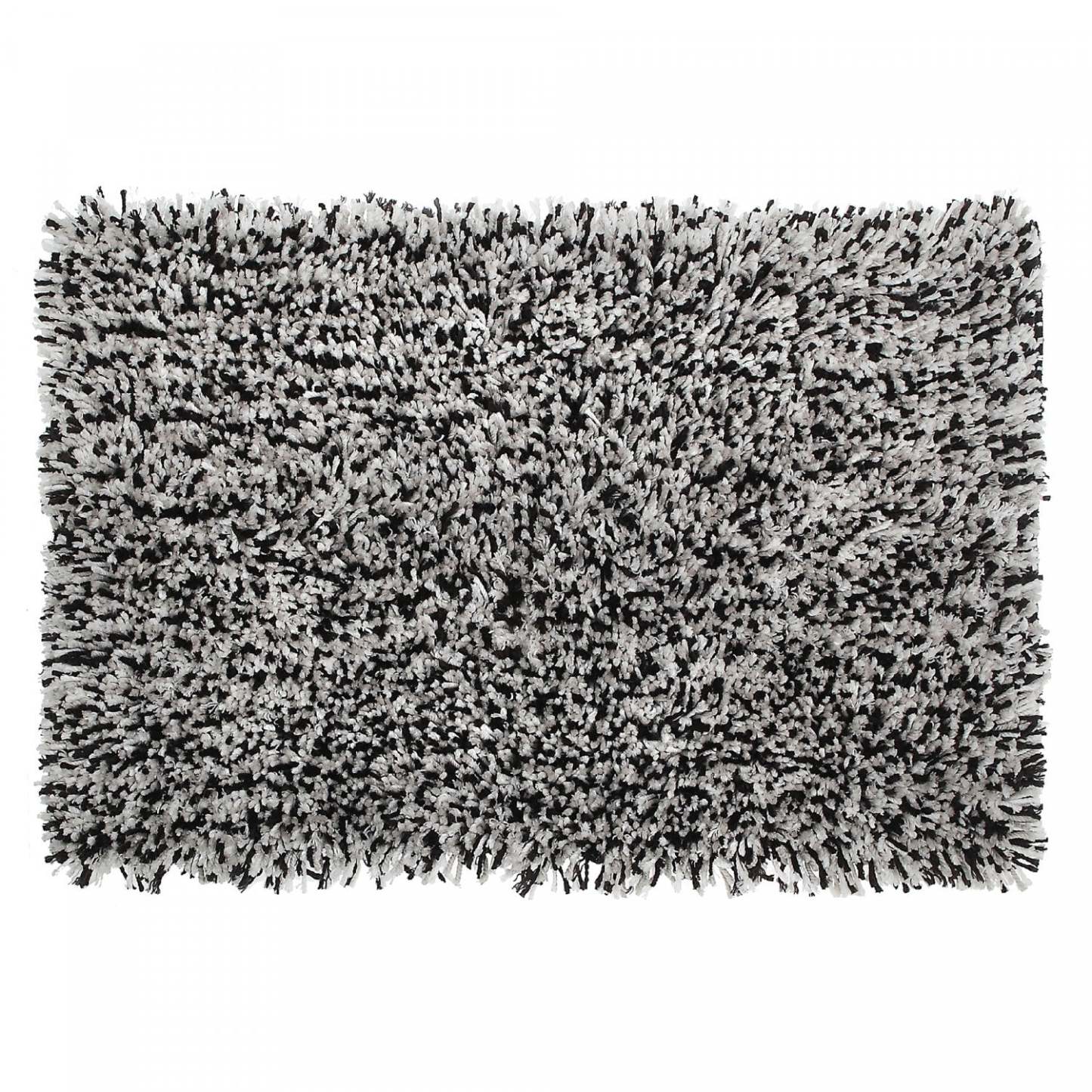 Tapis de bain en microfibre noir et blanc à poils long 20 x 32|Microfibre Shaggy Bathmat Black/White 20 x 32