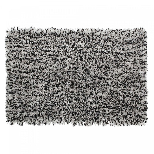 Tapis de bain en microfibre noir et blanc à poils long 20 x 32|Microfibre Shaggy Bathmat Black/White 20 x 32