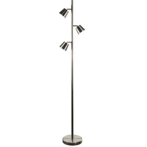 Dainolite Modern 3 Light LED Lampadaire Satin Chrome Finish|Lampe à pied Modern de Dainolite avec fini chrome satiné et 3 ampoules à DEL