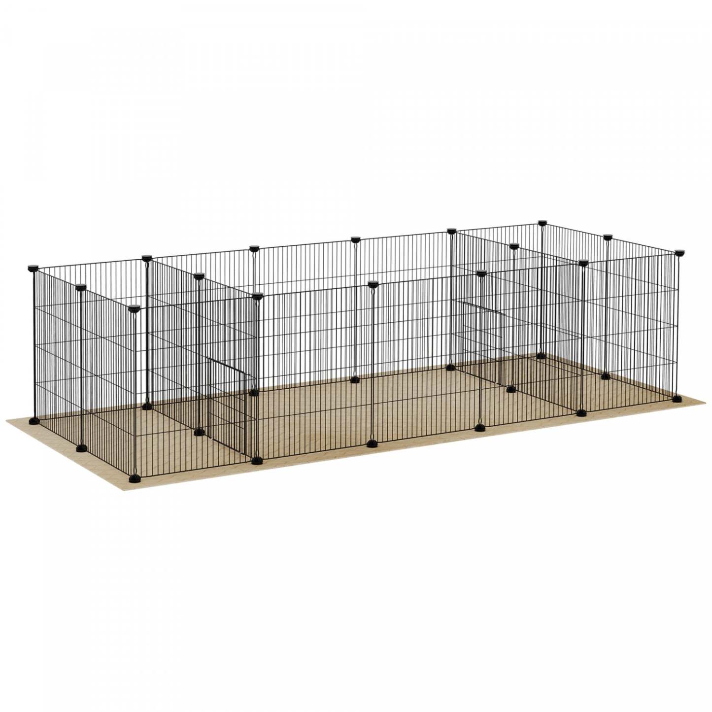 Pawhut Cage Pour Petits Animaux A 18 Panneaux Avec Tapis Résistant À L'eau, Parc Pour Animaux De Compagnie Avec Portes, Cage Pour Cobaye