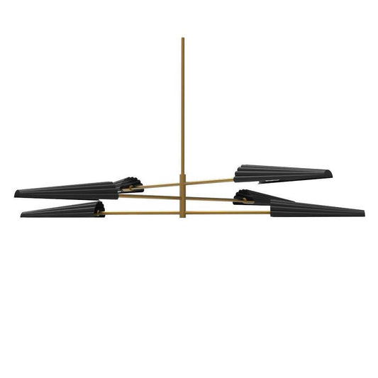 Dainolite Cassie 6 Light 3tier Chandelier Aged Brass/Matte Black Lamp|Lustre Cassie de Dainolite à 3 niveaux, avec fini laiton vieilli et noir mat et 6 ampoules