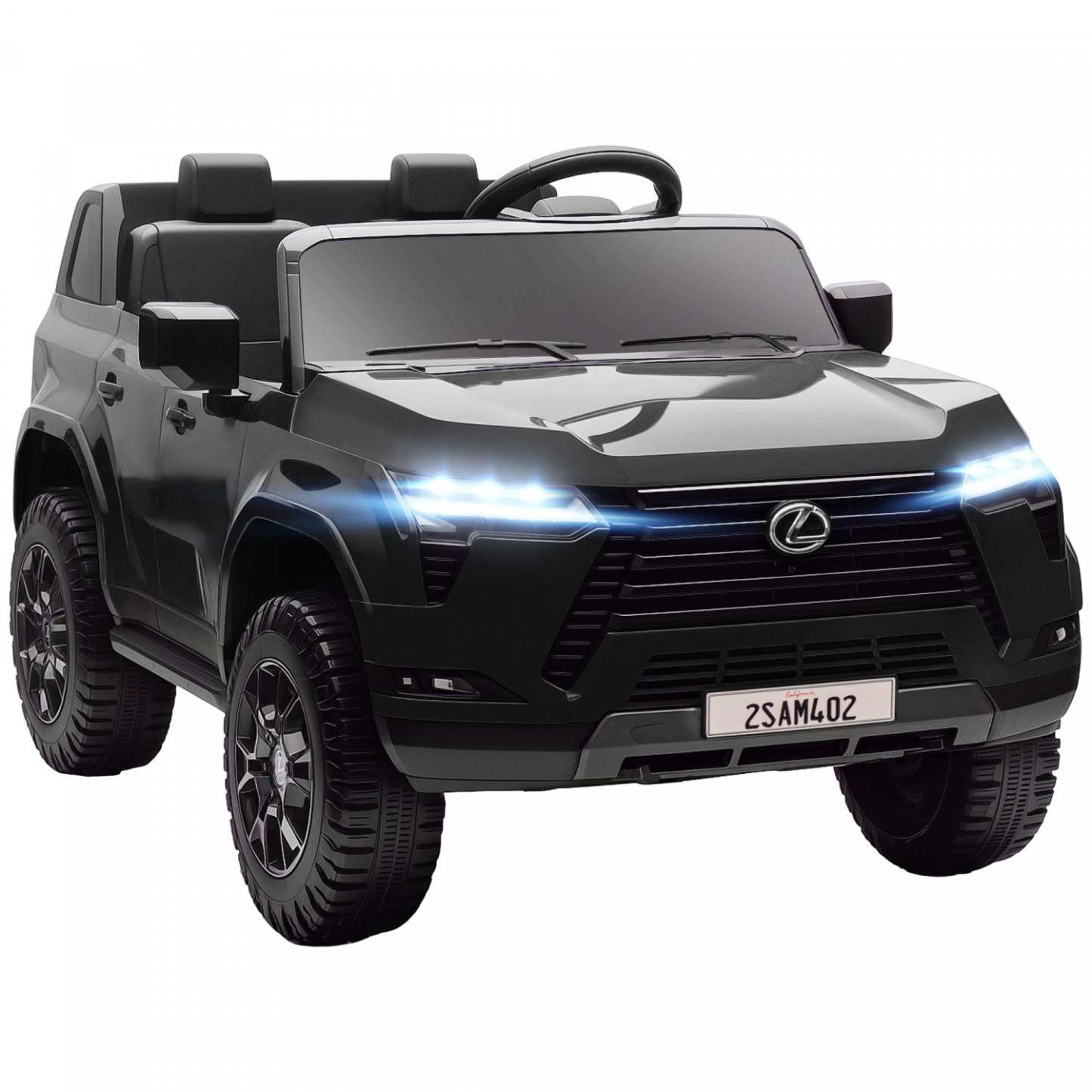 Qaba Voiture Électrique 2 Places Pour Enfants, 12v 7ah Lexus Gx550 Licenciée Voiture À Piles Avec Télécommande, Système De Suspension À 4 Roues, Usb, Lumière Led, 3 Vitesses, Noir