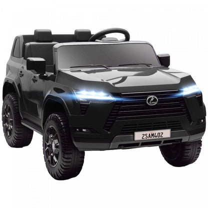 Qaba Voiture Électrique 2 Places Pour Enfants, 12v 7ah Lexus Gx550 Licenciée Voiture À Piles Avec Télécommande, Système De Suspension À 4 Roues, Usb, Lumière Led, 3 Vitesses, Noir