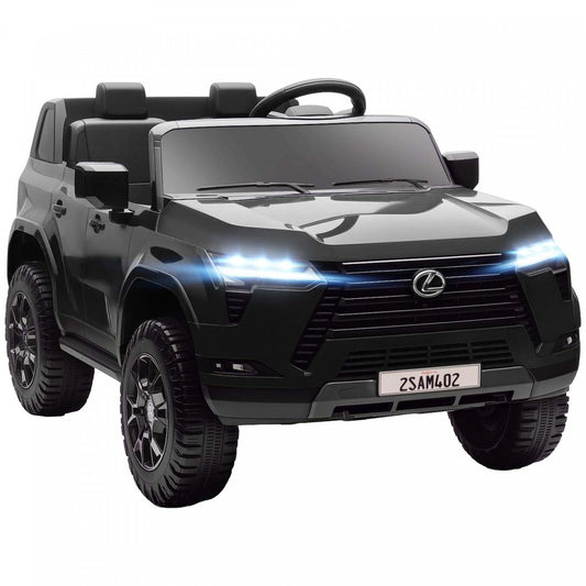 Qaba Voiture Électrique 2 Places Pour Enfants, 12v 7ah Lexus Gx550 Licenciée Voiture À Piles Avec Télécommande, Système De Suspension À 4 Roues, Usb, Lumière Led, 3 Vitesses, Noir