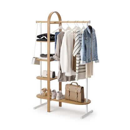 Umbra Modern Wood Bellwood Garment Rack Coat Rack - White and Natural|Portemanteau et support à vêtements modernes Bellwood de Umbra en bois - blanc et naturel
