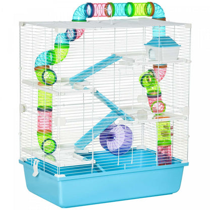Pawhut 23 Grande Cage Pour Hamster, Maison Pour Petits Animaux, Refuge Pour Gerbilles À 5 Niveaux, Système De Tubes De Tunnel, Avec Wa|Pawhut Grande Cage Pour Hamster De 58,4 Cm, Maison Pour Petits Animaux, Refuge Pour Gerbilles À 5 Ni