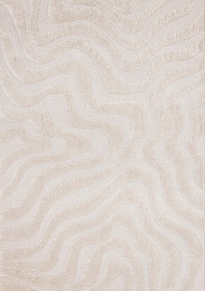 Lincoln Modern Luxurious Plush White Curves Area Rug - 5'3 x 7'7|Carpette moderne, luxueuse et moelleuse Lincoln blanche à motif de courbes - 5 pi 3 po x 7 pi 7 po