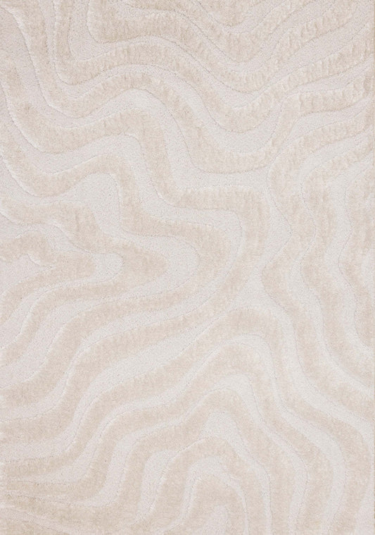 Lincoln Modern Luxurious Plush White Curves Area Rug - 5'3 x 7'7|Carpette moderne, luxueuse et moelleuse Lincoln blanche à motif de courbes - 5 pi 3 po x 7 pi 7 po