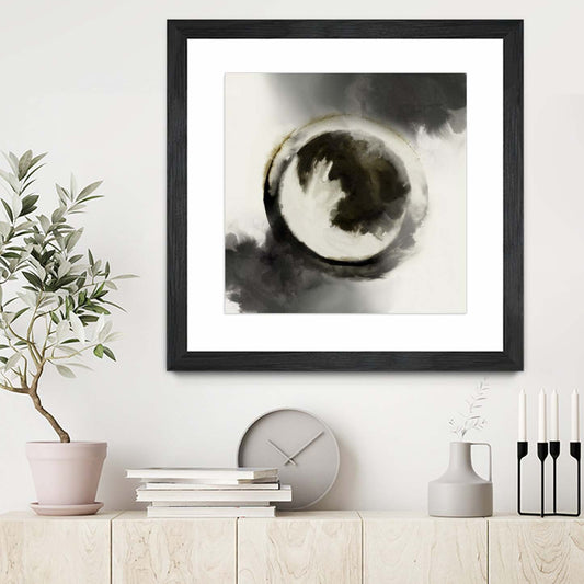 Smokey Circumference Matted and Framed Black 36x36 Wall Art|Œuvre d'art murale encadrée noire et mate « Smokey Circumference » 36 x 36