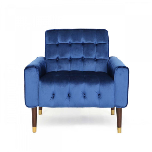 Henley Fauteuil d'appoint moderne avec dossier capitonné, revêtement en polyester, fauteuil d'appoint bleu | Henley Fauteuil D'appoint Moderne Avec Dossier Capitonne, Revetement En Polyester, Bleu