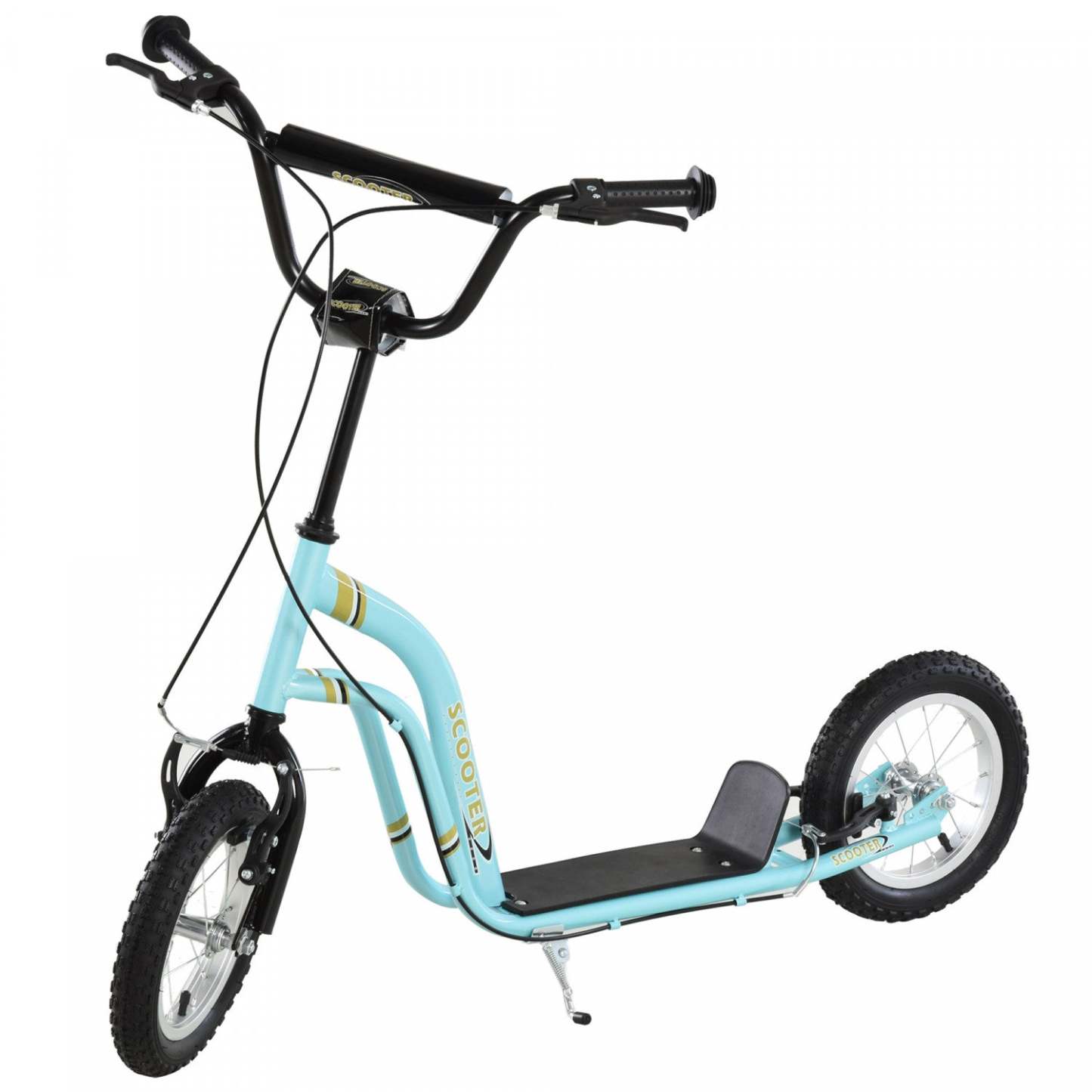 Aosom Trottinette Pour Enfants Avec Roue Gonflable En Caoutchouc De 12'', Trottinette Pour Adolescents Pour Enfants De 5 Ans Et Plus Avec |Aosom Trottinette Pour Enfants Scooter Roues Avant Et Arrière Étrier Double Freins 12 Pouces Gonflables