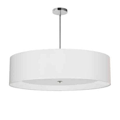 Dainolite Helena 4 Light Pendant 34 Dia Polished Chrome Finish White Shade White Diffuser Lamp|Luminaire suspendu Helena de Dainolite de 34 po de diamètre avec abat-jour blanc qui diffuse la lumière, fini chromé poli et 4 ampoules