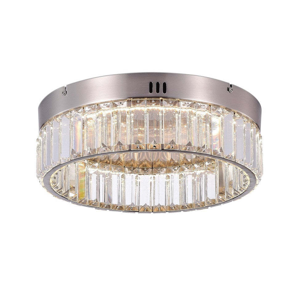 Stella One-Tier LED Satin Nickel Flush Mount|Plafonnier affleuré à 1 niveau Stella nickel satiné à DEL|D06HXRK8