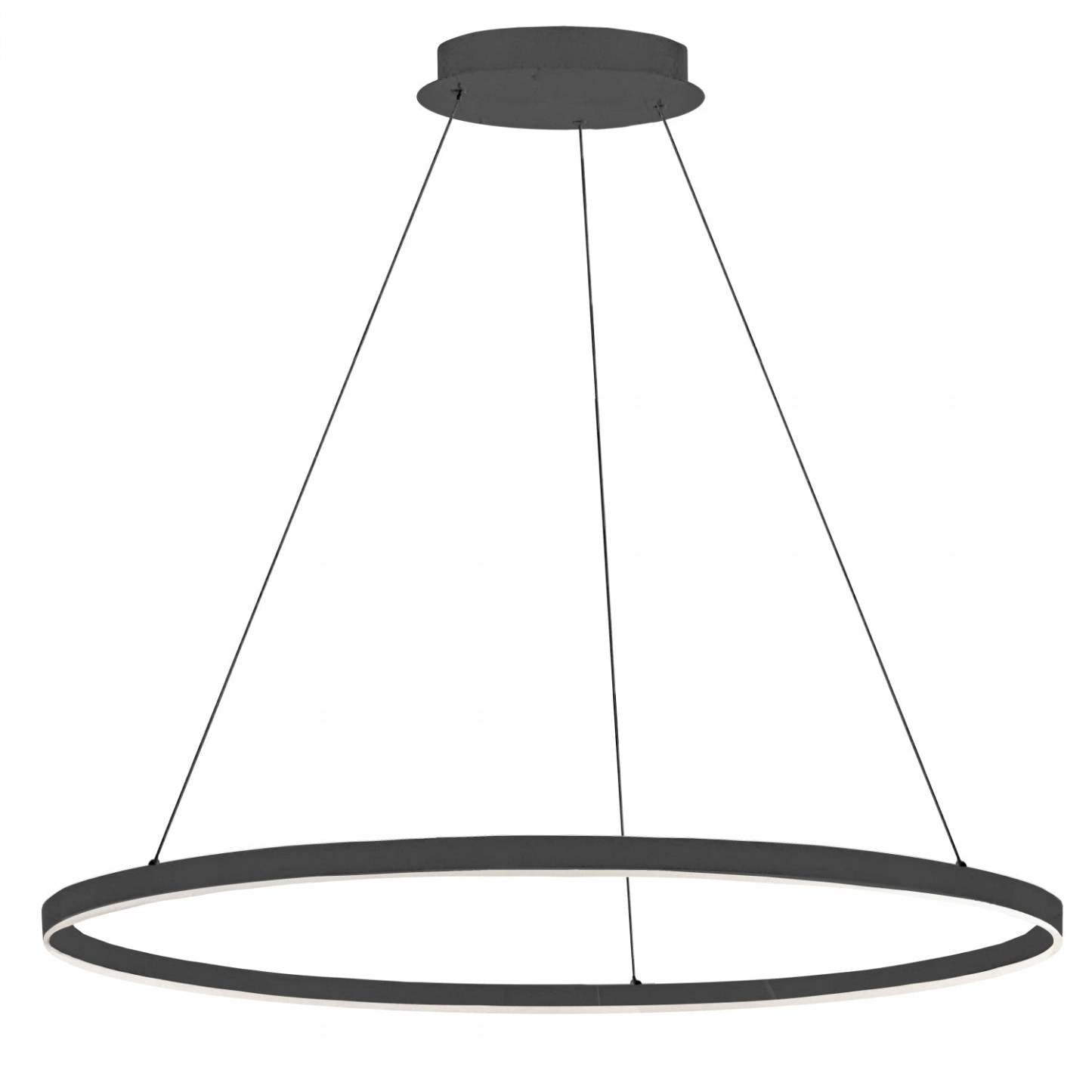 Dainolite Circulo Chandelier 63w Finition Noir Mat Lampe Diffuseur Acrylique Blanc|Lustre Circulo de Dainolite en acrylique blanc qui diffuse la lumière, avec fini noir mat et ampoule de 63 W