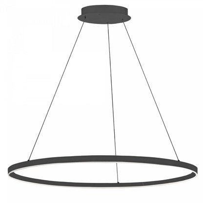 Dainolite Circulo Chandelier 63w Finition Noir Mat Lampe Diffuseur Acrylique Blanc|Lustre Circulo de Dainolite en acrylique blanc qui diffuse la lumière, avec fini noir mat et ampoule de 63 W