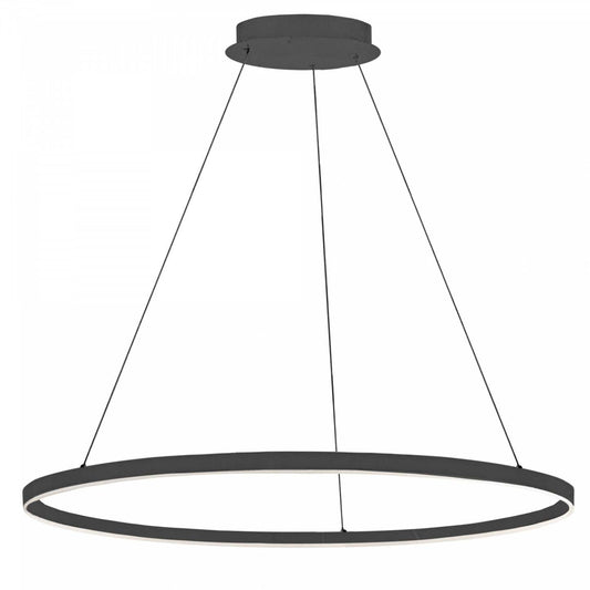 Dainolite Circulo Chandelier 63w Finition Noir Mat Lampe Diffuseur Acrylique Blanc|Lustre Circulo de Dainolite en acrylique blanc qui diffuse la lumière, avec fini noir mat et ampoule de 63 W