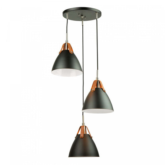 Tote 3-Light Black Pendant | Luminaire suspendu Tote noir à 3 ampoules | D06HQ6SB