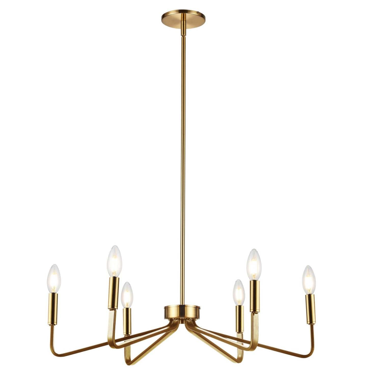Dainolite Clayton 6 Light Chandelier Aged Brass Lamp|Lustre Clayton de Dainolite avec fini laiton vieilli et 6 ampoules