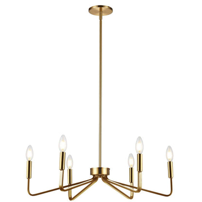 Dainolite Clayton 6 Light Chandelier Aged Brass Lamp|Lustre Clayton de Dainolite avec fini laiton vieilli et 6 ampoules