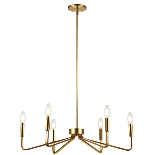 Dainolite Clayton 6 Light Chandelier Aged Brass Lamp|Lustre Clayton de Dainolite avec fini laiton vieilli et 6 ampoules
