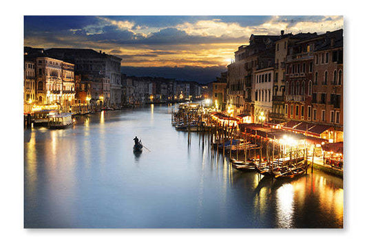 Grand Canal de nuit, Venise 28 x 42 po : Cadre d'art mural et panneau de tissu | Grand Canal de nuit, Venise 28 po x 42 po : Cadre d'art mural et panneau de tissu | D44G9J10