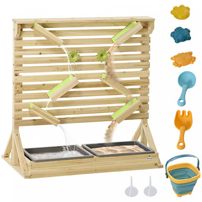 Outsunny Lot De 18 Jeux D'eau Courante Et De Sable Pour Enfants Avec Éviers, Jouets Sensoriels En Bois