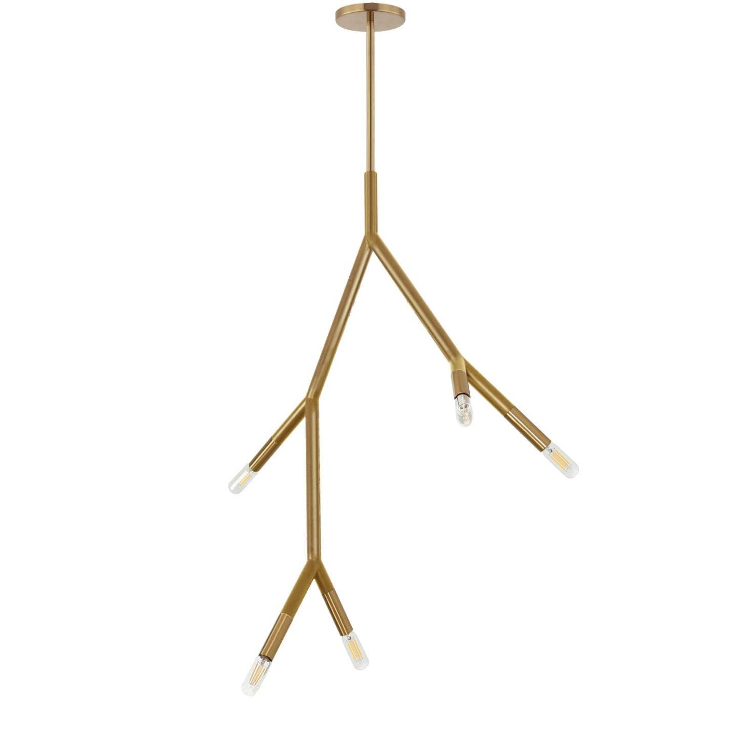 Dainolite Morgan 5 Light Pendant Aged Brass Finish Lamp|Luminaire suspendu Morgan de Dainolite avec fini laiton vieilli et 5 ampoules