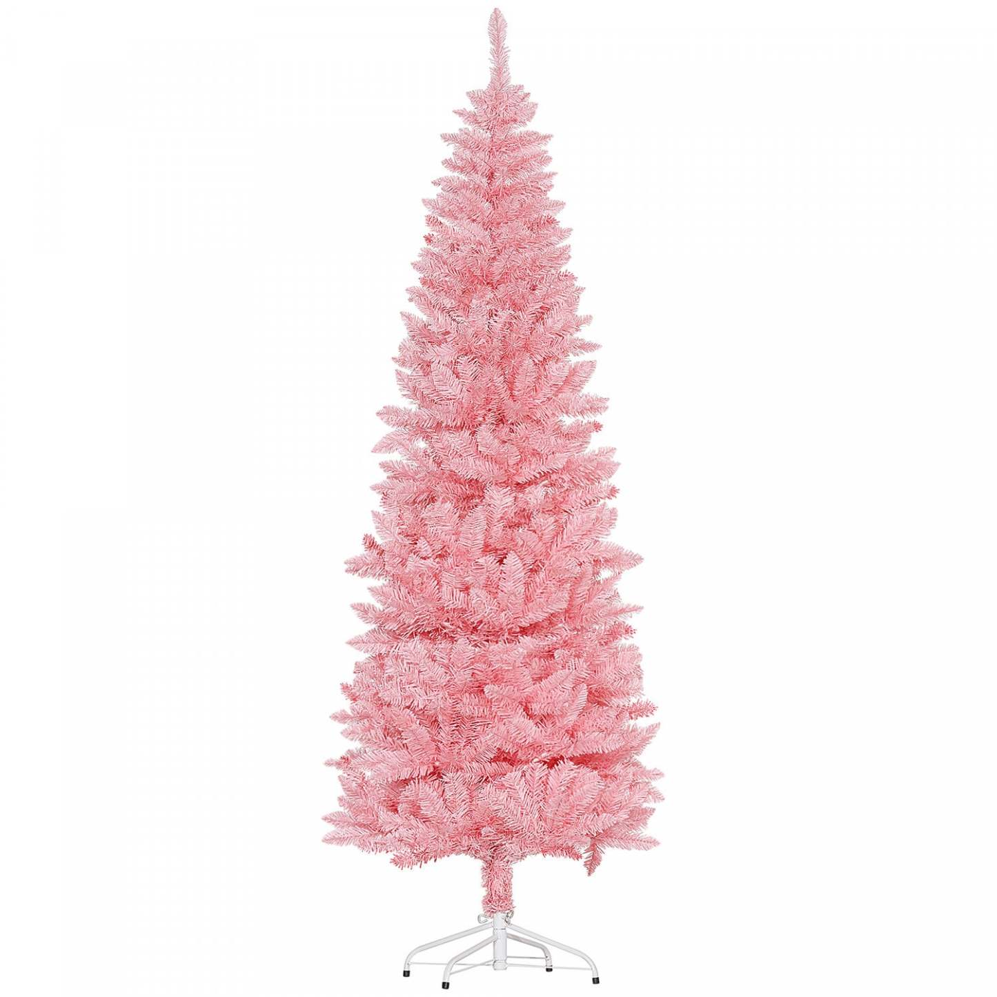 Homcom Arbre De Noël Artificiel De 7pi De Haut Avec Base En Acier, Rose