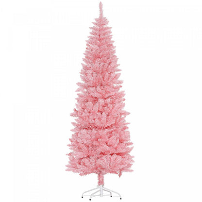 Homcom Arbre De Noël Artificiel De 7pi De Haut Avec Base En Acier, Rose