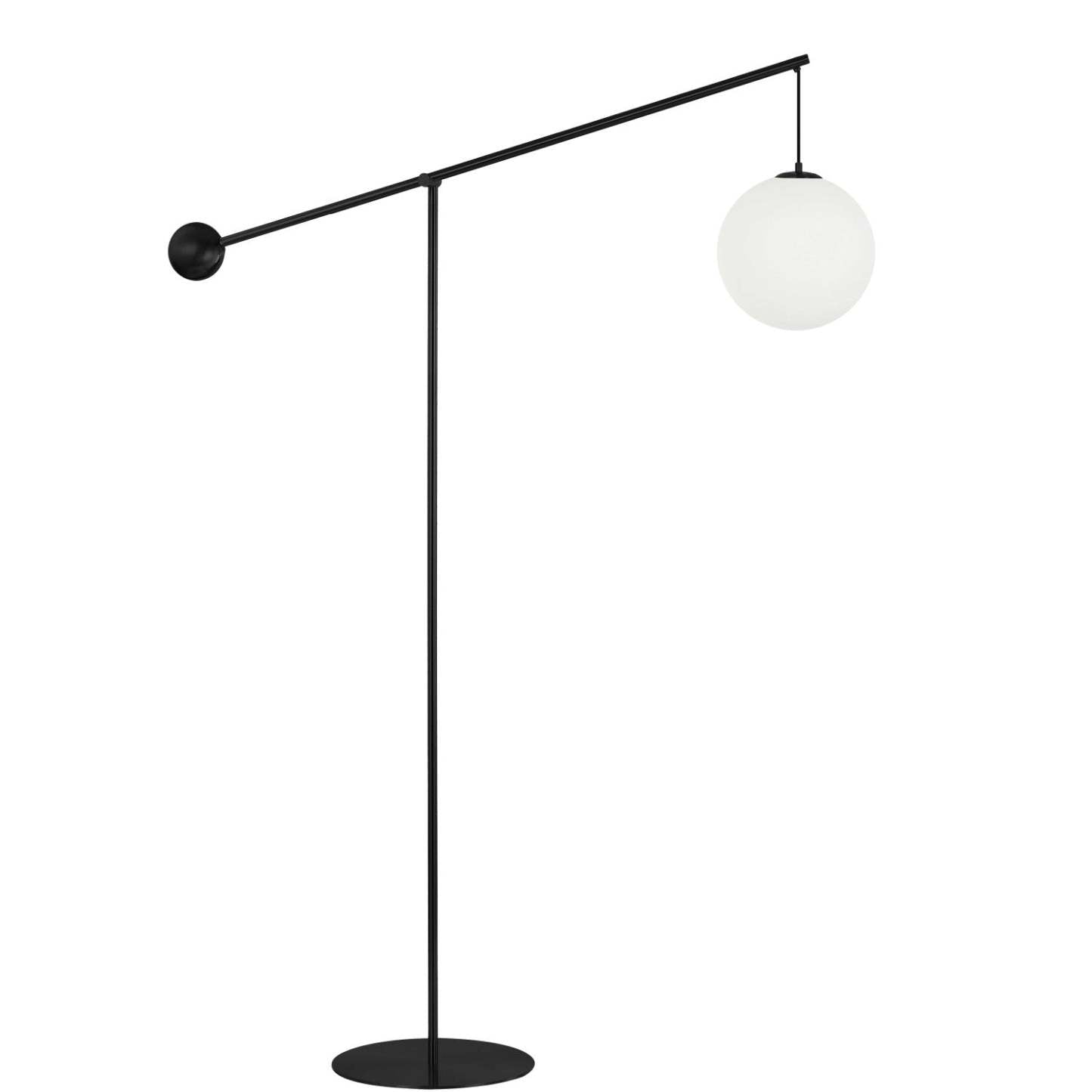 Dainolite Holly 1 Light Floor Lamp 106 H Matte Black Opal White Glass|Lampe à pied Holly de Dainolite de 106 po de hauteur en verre blanc opale, avec fini noir mat et 1 ampoule
