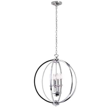 Dainolite Karland 6 Light Chandelier 20 Dia Crystal Studded Banding Polished Chrome Finish Lamp|Lustre Karland de Dainolite de 20 po de diamètre avec bande cloutée de cristaux, fini chromé poli et 6 ampoules