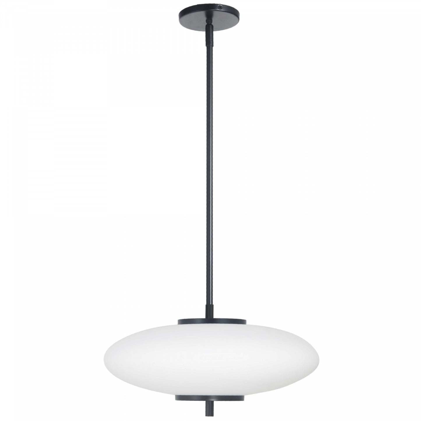 Dainolite Maddie LED Suspension 20w Matte Black Opal White Glass Lampe|Luminaire suspendu Maddie de Dainolite en verre blanc opale, avec fini noir mat et ampoule à DEL de 20 W