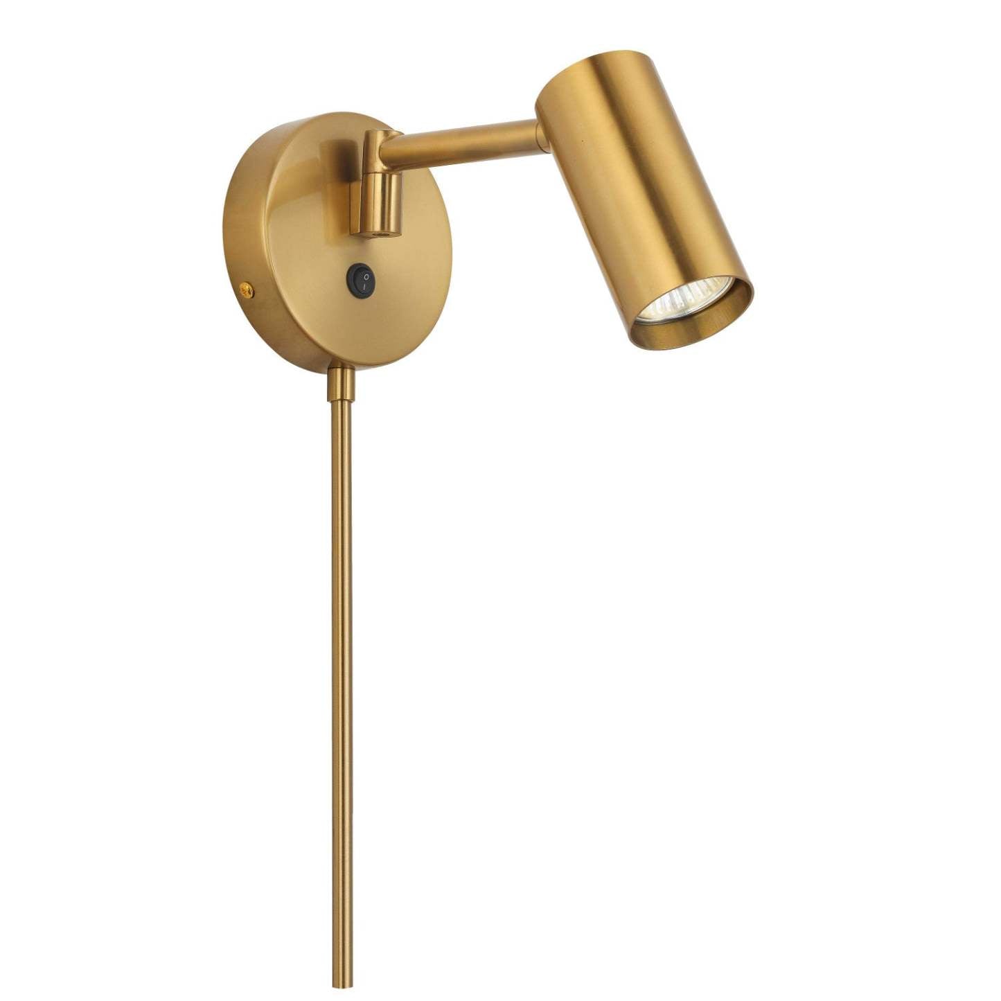 Projecteur mural Stanly de Dainolite avec bras articulé, fini laiton vieilli et 1 ampoule