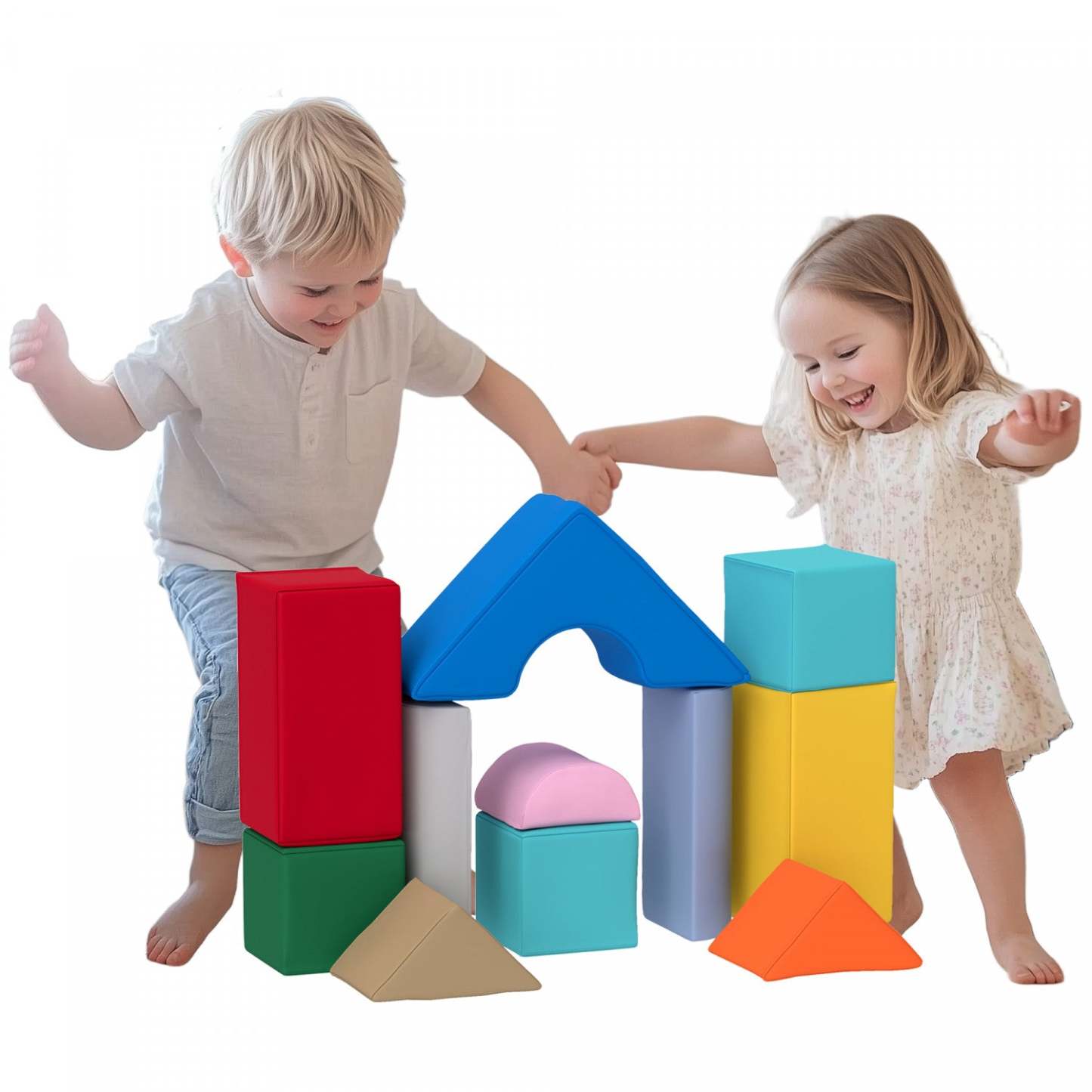 Qaba Equipement De Jeu Doux Pour Enfants, 11 Pièces, Jouets D'escalade, Blocs D'escalade Doux Pour L