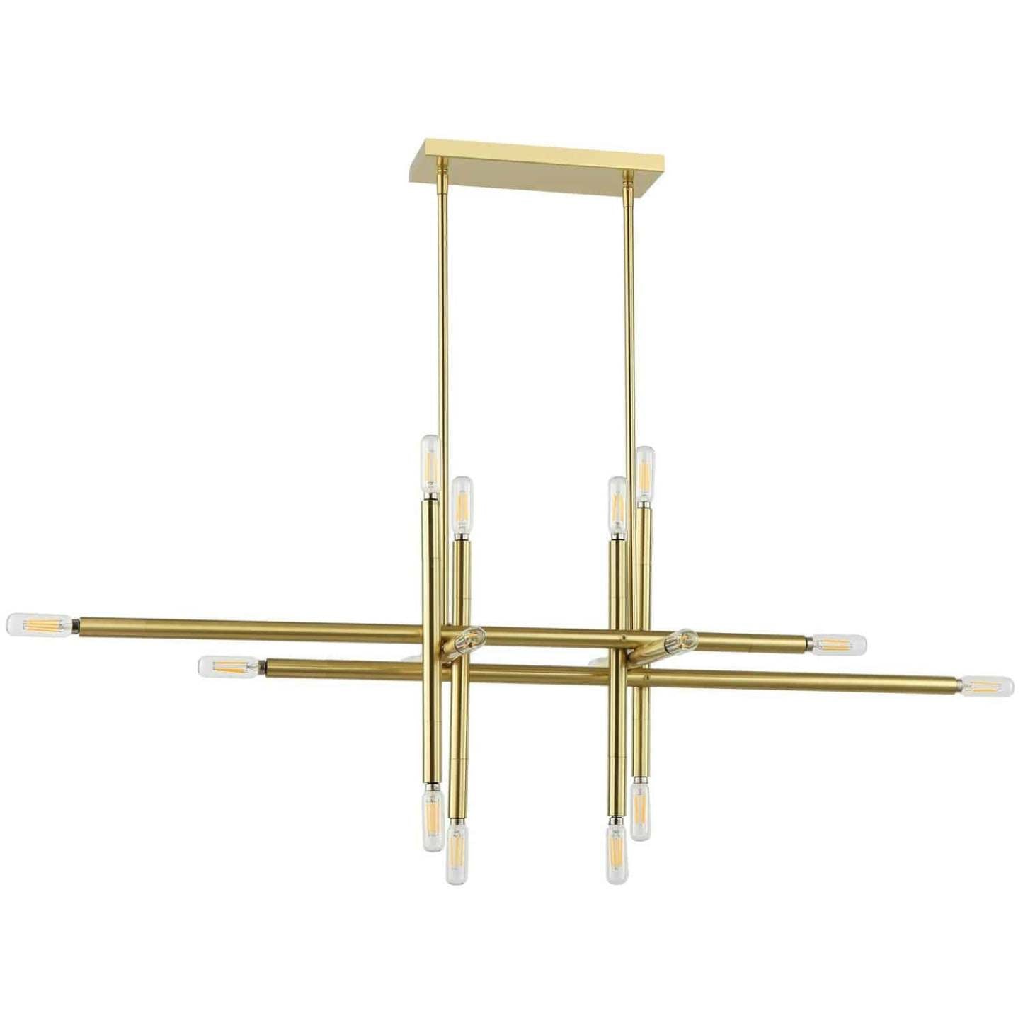 Dainolite Kanata 16 Light Horizontal Pendant Aged Brass Finish Lamp|Luminaire suspendu horizontal Kanata de Dainolite avec fini laiton vieilli et 16 ampoules