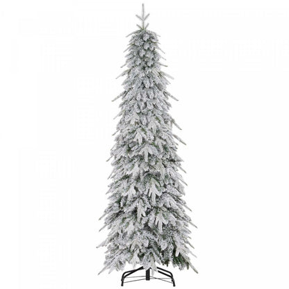 Homcom 6ft Flocked Pencil Christmas Tree With Auto Open, Steel Base|Homcom Arbre De Noël Artificiel Crayon De 6 Pi Avec Ouverture Automatique