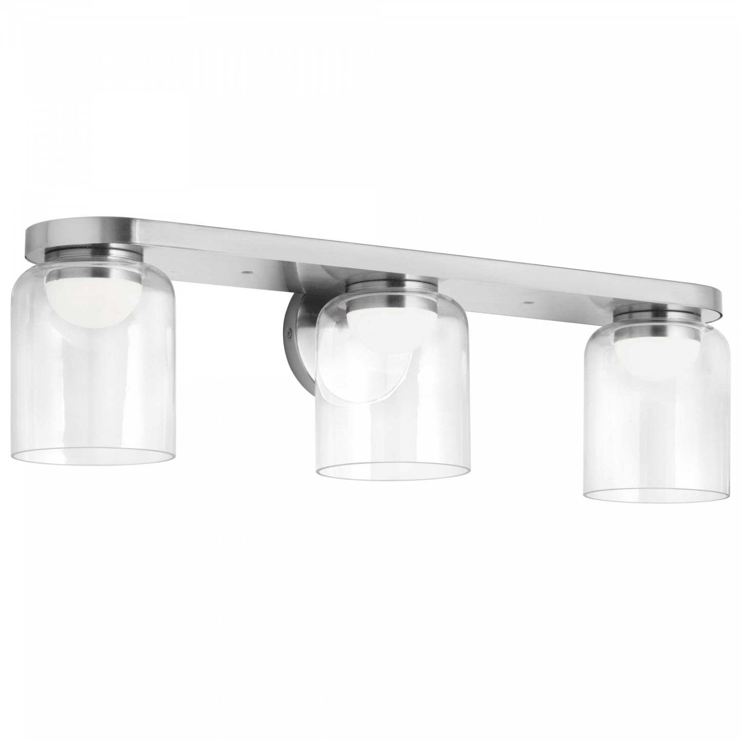 Dainolite Nadine LED Vanity 30w Chrome Poli Verre Clair Lampe|Lumière de coiffeuse Nadine de Dainolite en verre transparent, avec finition chromé poli et ampoule à DEL de 30 W