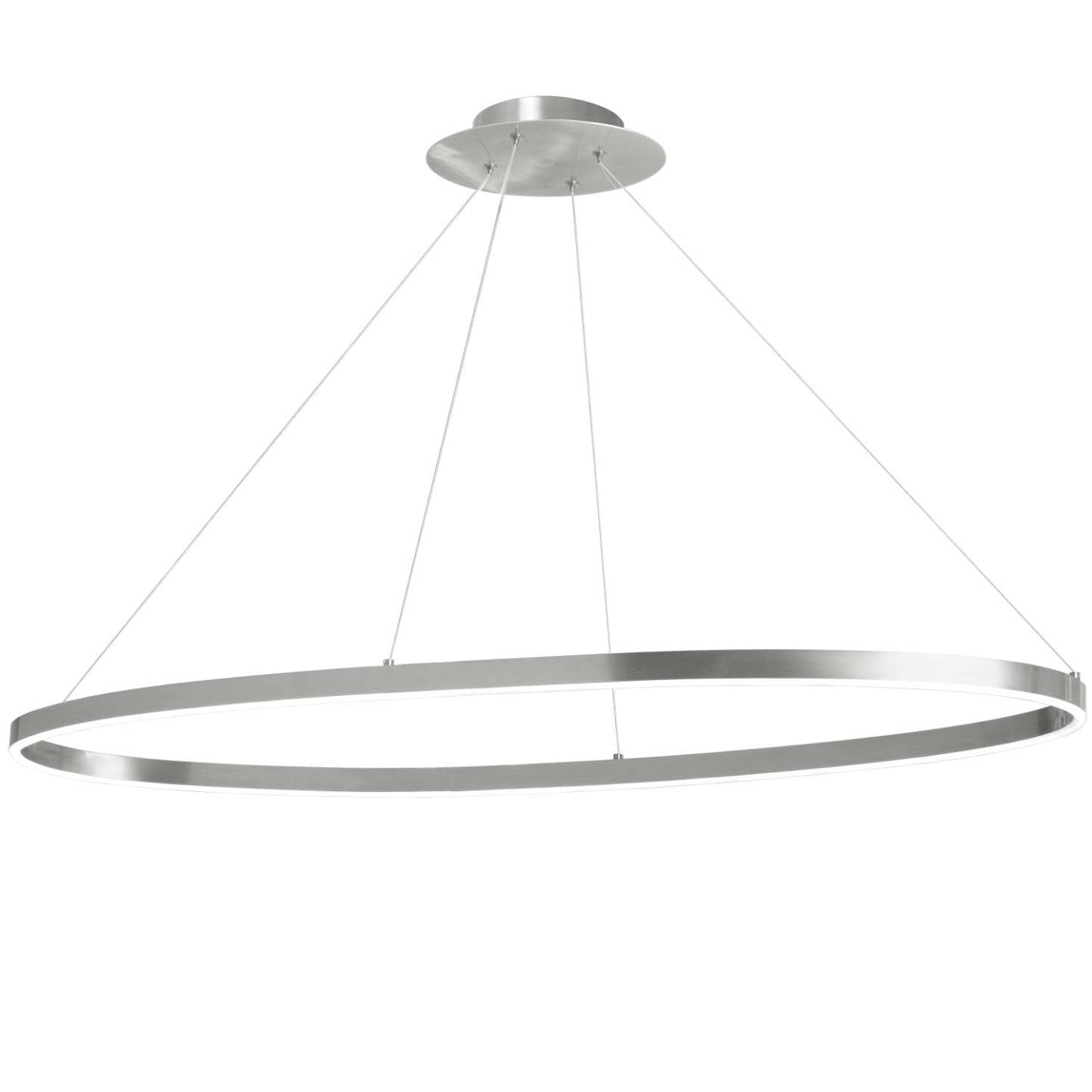 Dainolite Circulo Horizontal Chandelier 63w Silver Finish White Silicone Diffuser Lamp|Lustre horizontal Circulo de Dainolite en silicone blanc qui diffuse la lumière, avec fini argenté et ampoule de 63 W