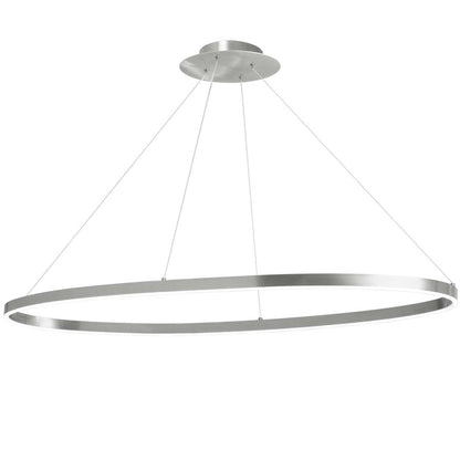 Dainolite Circulo Horizontal Chandelier 63w Silver Finish White Silicone Diffuser Lamp|Lustre horizontal Circulo de Dainolite en silicone blanc qui diffuse la lumière, avec fini argenté et ampoule de 63 W