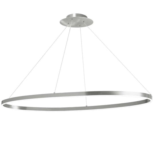 Dainolite Circulo Horizontal Chandelier 63w Silver Finish White Silicone Diffuser Lamp|Lustre horizontal Circulo de Dainolite en silicone blanc qui diffuse la lumière, avec fini argenté et ampoule de 63 W