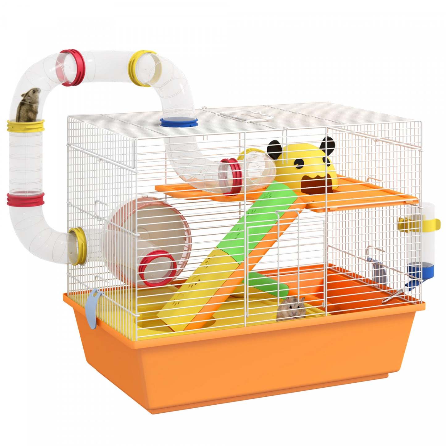 Pawhut Cage Pour Hamster 3 Niveaux Maison Pour Petits Animaux Pour Hamster Nain Cage Gerbille Avec Tunnels Complets