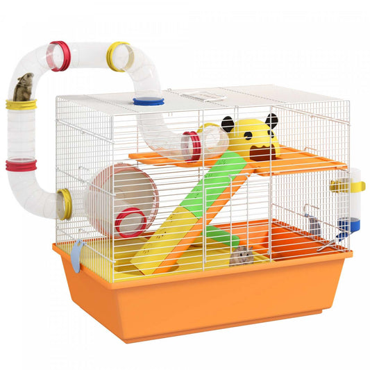 Pawhut Cage Pour Hamster 3 Niveaux Maison Pour Petits Animaux Pour Hamster Nain Cage Gerbille Avec Tunnels Complets